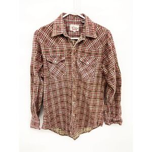 Vtg Men's Bud Berma Westerner Long Sleeve Plaid Shirt Pearl Snap Size M